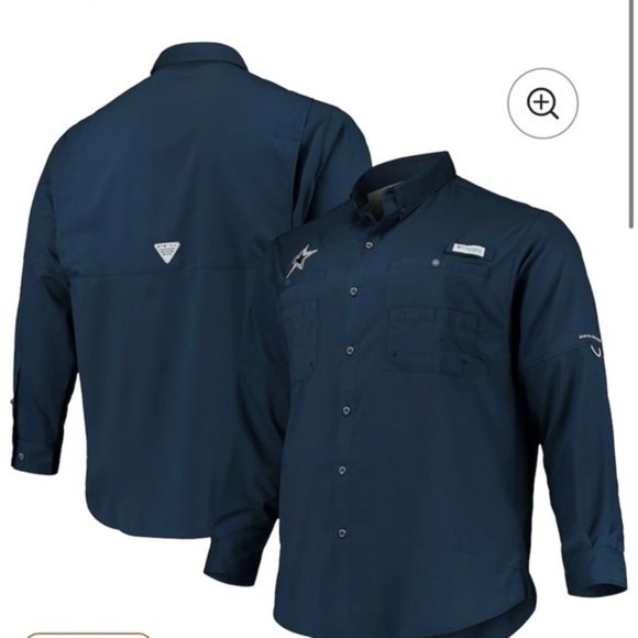Men's Columbia Navy Dallas Cowboys Tamiami‎ II Long Sleeve Size Medium Shirt - Picture 1 of 7